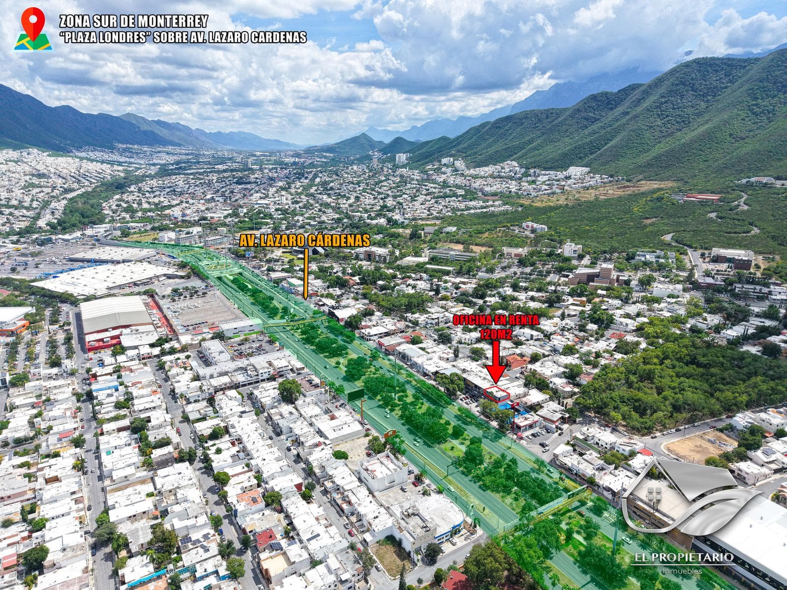 120 square meters of OFFICE SPACE FOR RENT on Lázaro Cárdenas Avenue // Southern Monterrey