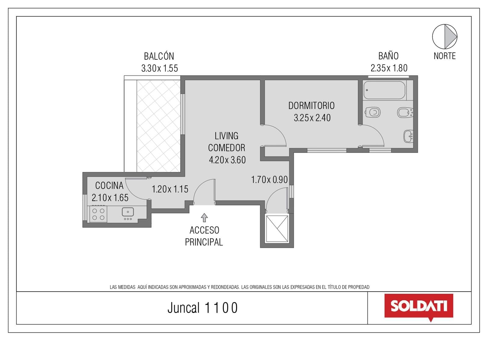 Apartment for Sale in Retiro Juncal: 2-room, renovated, with a terrace-style balcony, on a high floor
