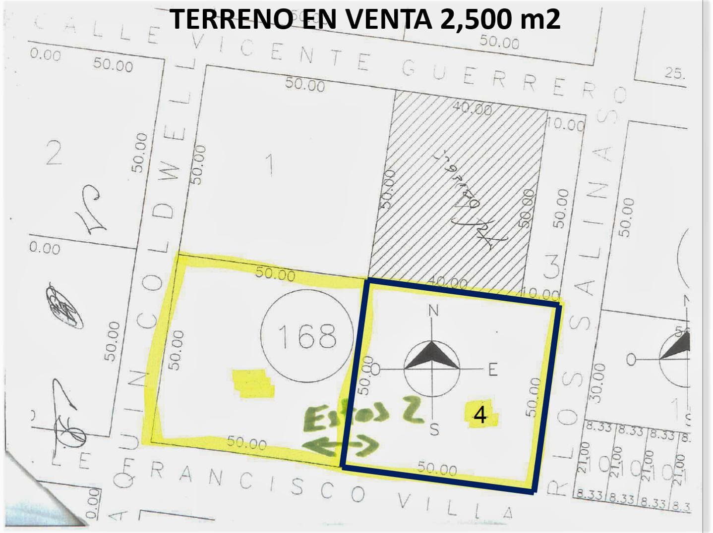 Land for Sale, 2,500 m2, on the corner of Salinas Gortari, Col. Doctores, Bonfil, Cancún