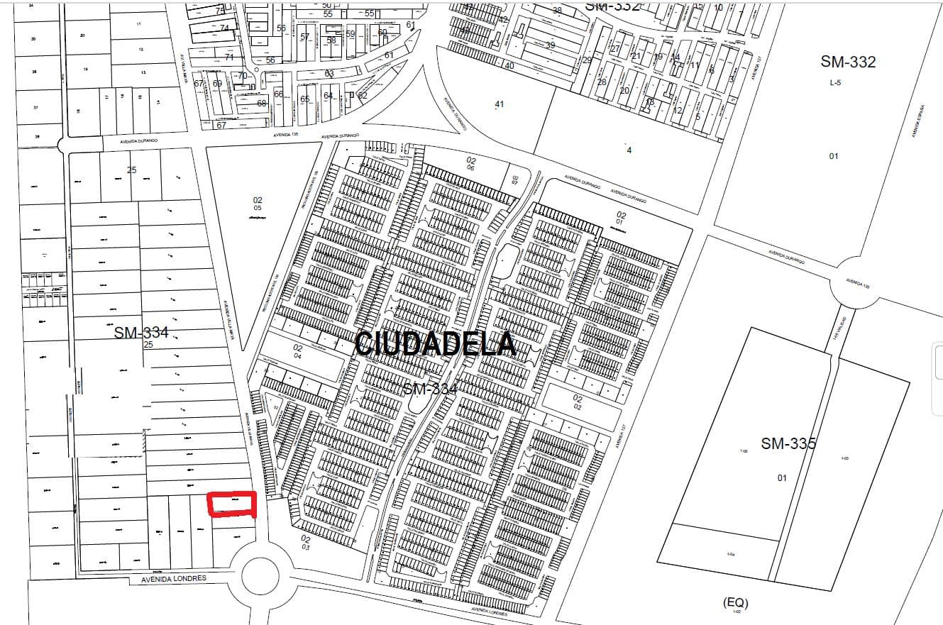 Land for Sale, 3,719 m2, 60 Homes/Ha, 38 m Frontage on Avenida Maya, South Cancún.