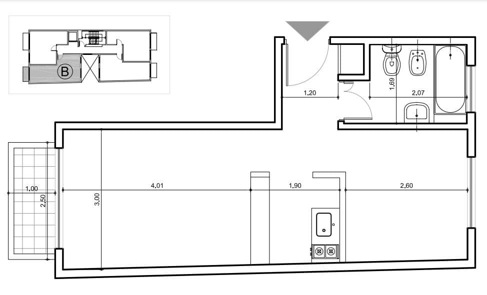 Studio apartment for sale in San Cristóbal