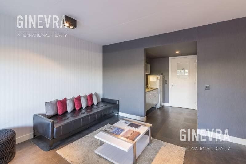 Open-concept studio apartment in Puerto Madero with a balcony and a parking space.