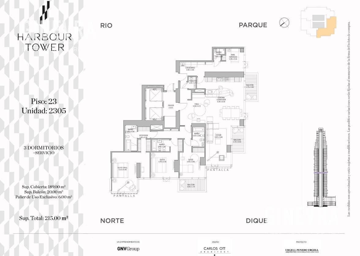 Apartment for Sale, 4 rooms, Harbour Tower – Puerto Madero.