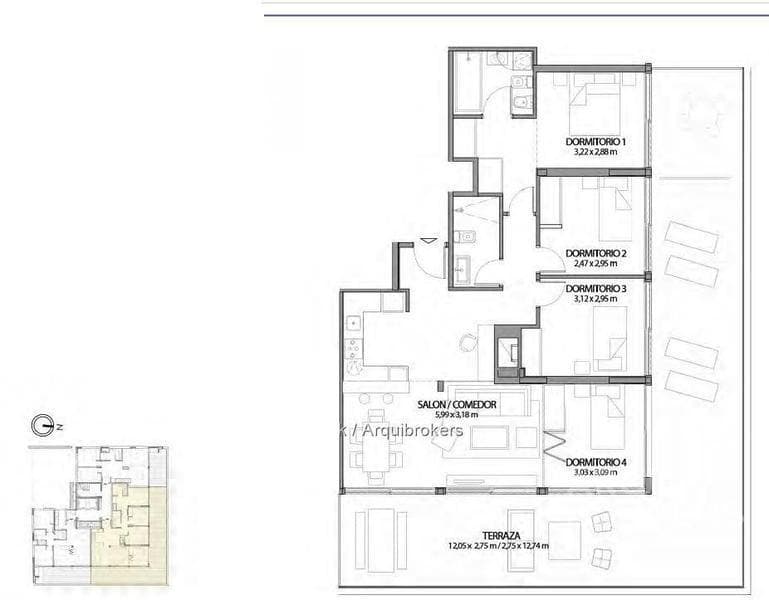 Four-Bedroom Penthouse Apartment for Sale, Currently Rented, in Downtown - 1002