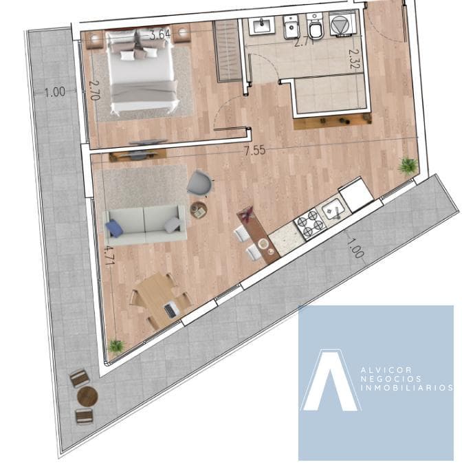 Apartamento de 1 Dormitorio en Venta, Carrasco AP6518319