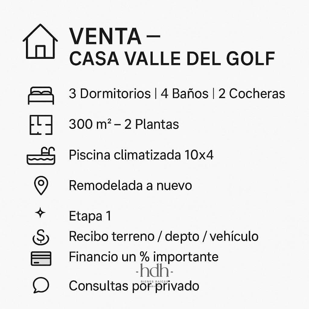 House for Sale in Valle del Golf: 3 Bedrooms, 3 Bathrooms, Phase 1