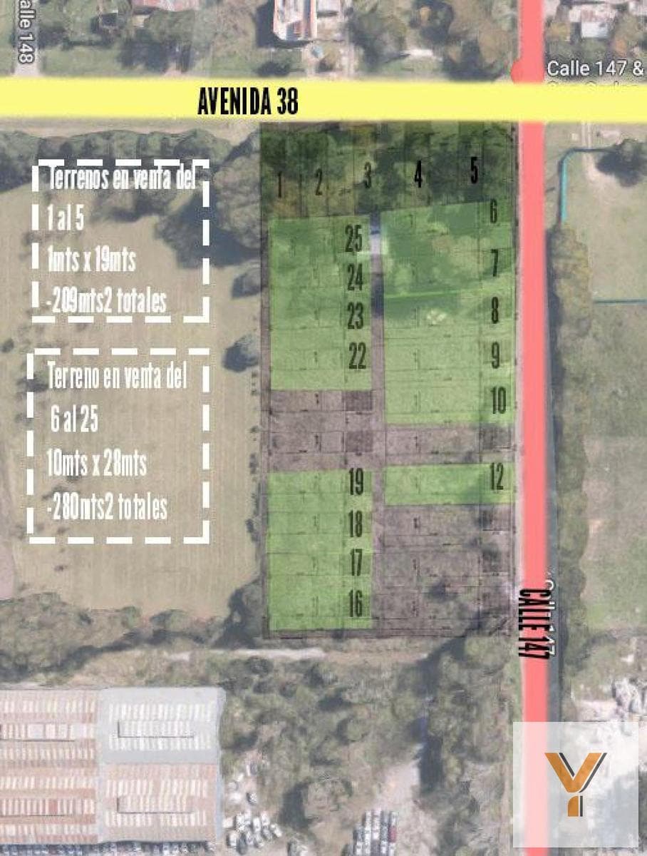 Lots for sale: 10 x 28 meters—280 square meters total—Gambier Neighborhood