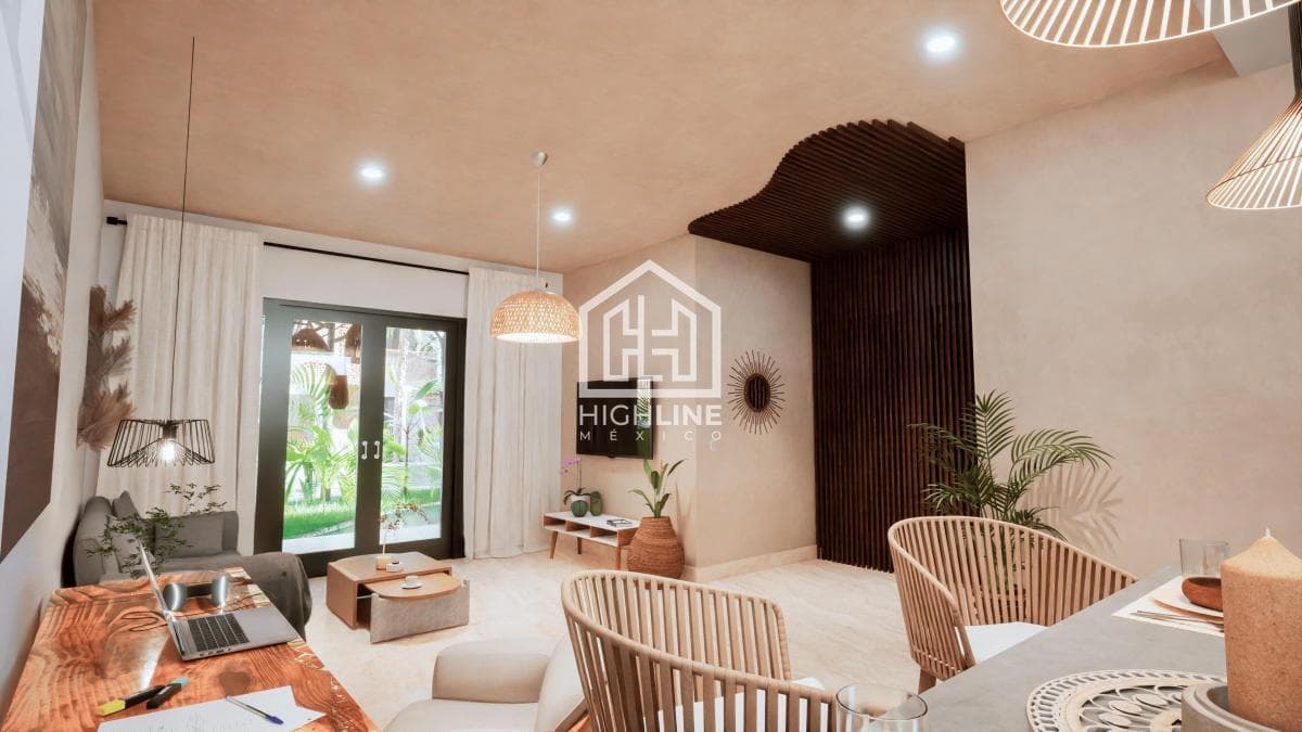 Departamento en venta de 1 habitación en Tulum a pocos metros de la playa | Alberca y Gym