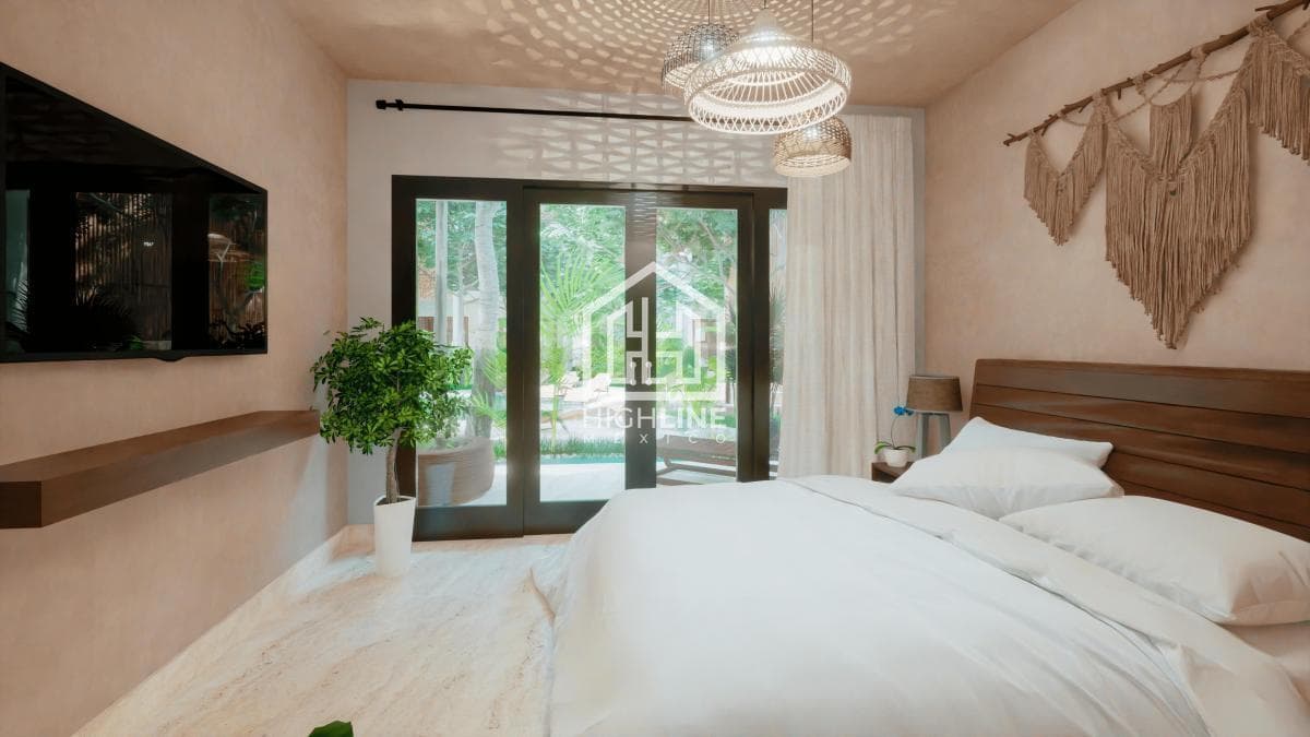 Departamento en venta de 1 habitación en Tulum a pocos metros de la playa | Alberca y Gym