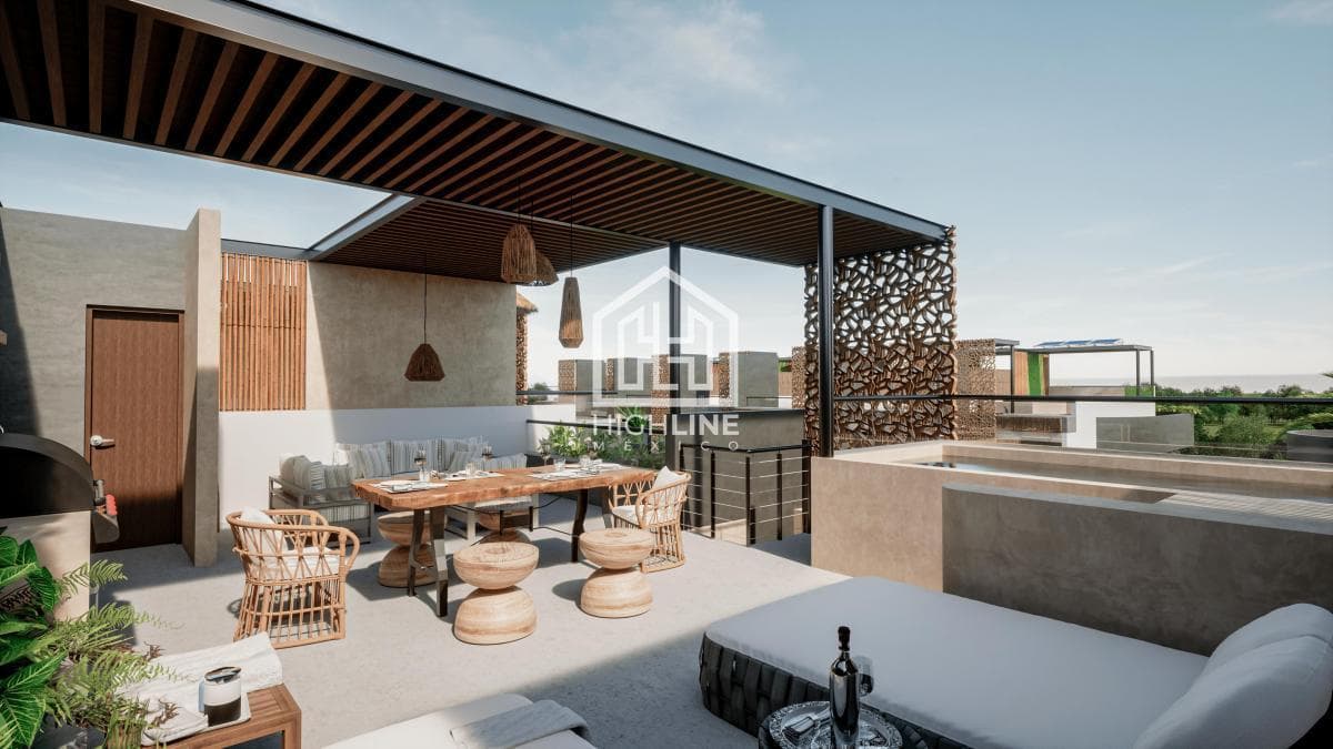 Departamento en venta de 1 habitación en Tulum a pocos metros de la playa | Alberca y Gym