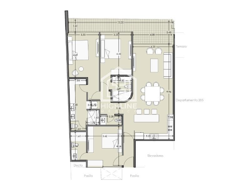 Departamento de lujo de 3 habitaciones en Playa del Carmen a pocos metros de la playa | Gym y cowork