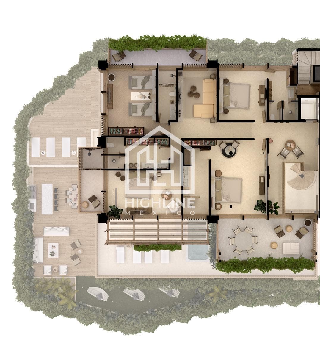 Pent-Garden en venta de 6 habitaciones en Playa del Carmen con vista al mar | Alberca y Beach Club