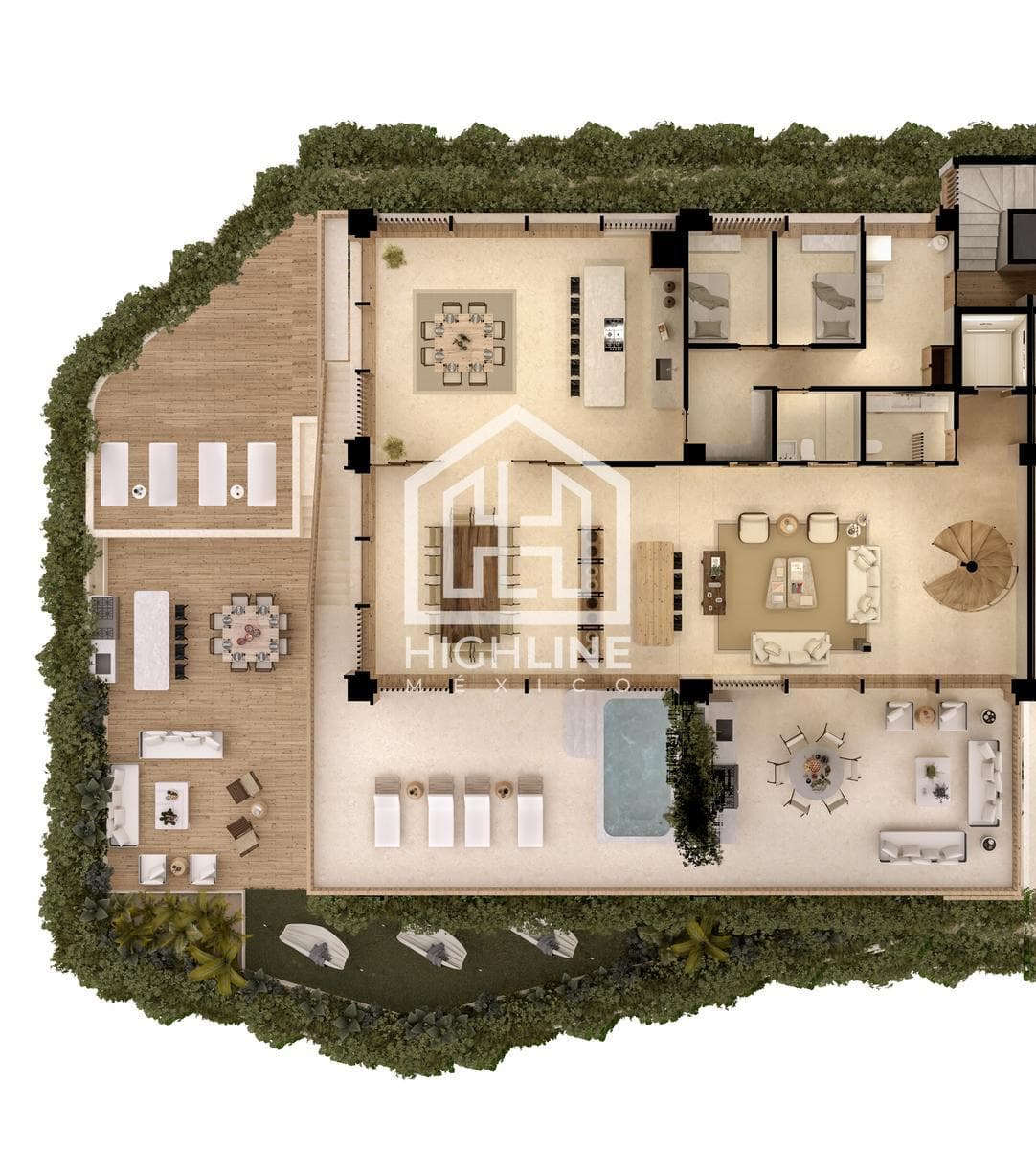 Pent-Garden en venta de 6 habitaciones en Playa del Carmen con vista al mar | Alberca y Beach Club