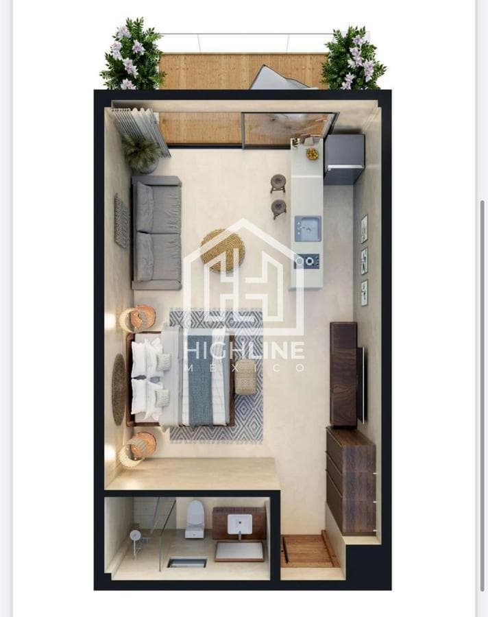 Departamento estudio amueblado frente al mar en Puerto Morelos con infinity pool
