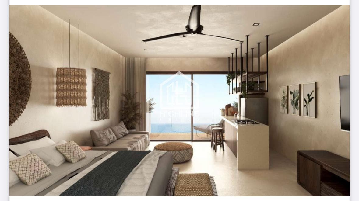 Departamento estudio amueblado frente al mar en Puerto Morelos con infinity pool