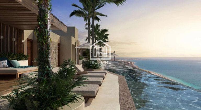 Departamento estudio amueblado frente al mar en Puerto Morelos con infinity pool