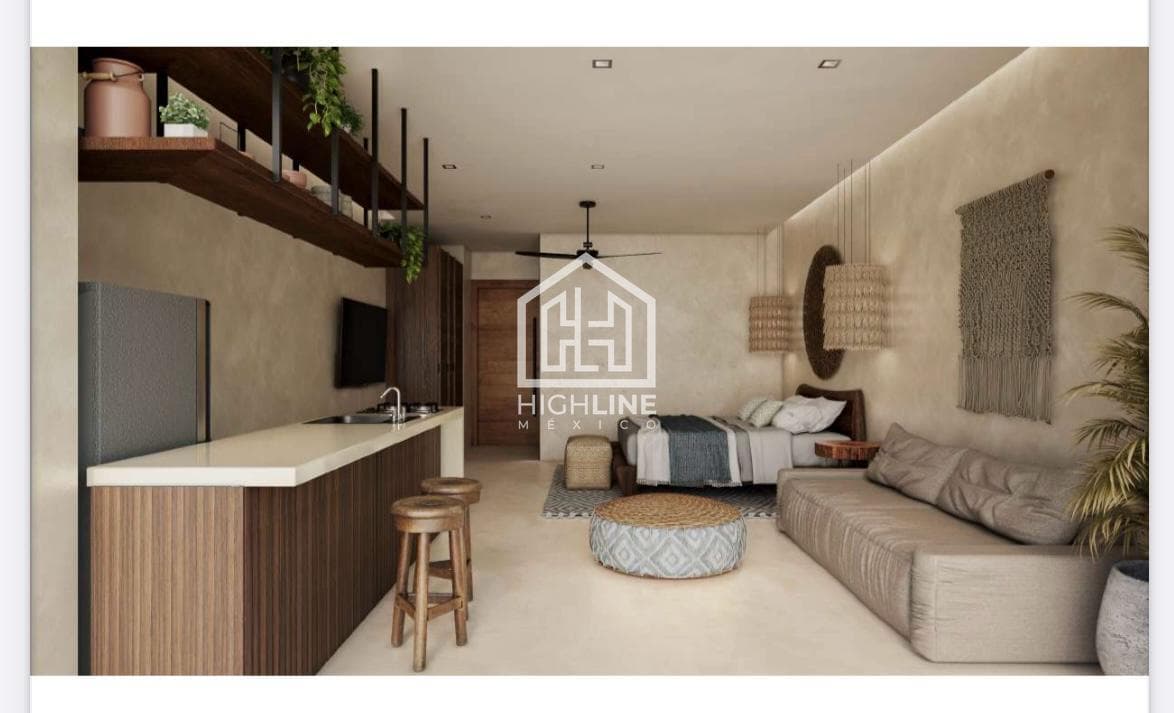 Departamento estudio amueblado frente al mar en Puerto Morelos con infinity pool