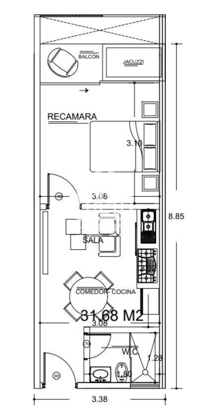 DEPARTAMENTO | 1 HABITACIÓN | PROMOCIÓN | JACUZZI | GYM | PLUSVALIA |