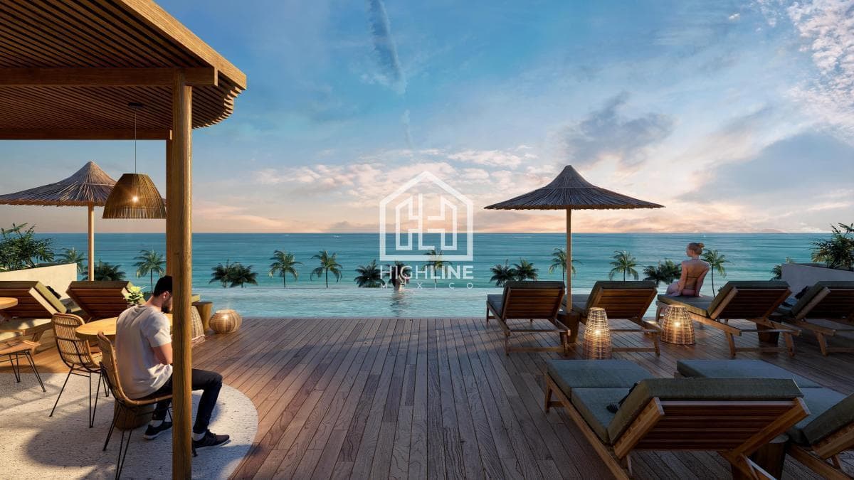 Beachfront Studio for Sale in Mahahual | Furnished with a Jacuzzi, Pool, and Gym