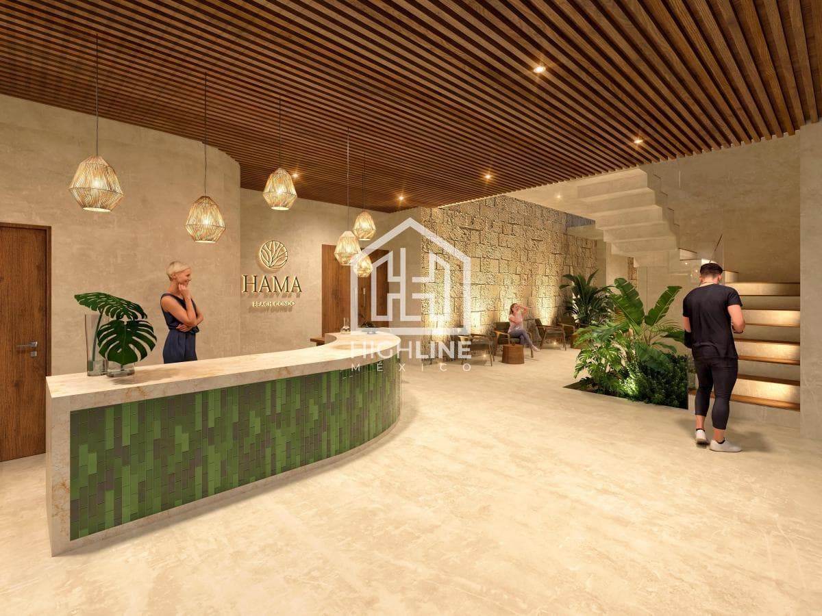 Estudio en venta frente al mar en Mahahual | Amueblado con jacuzzi, alberca y gym