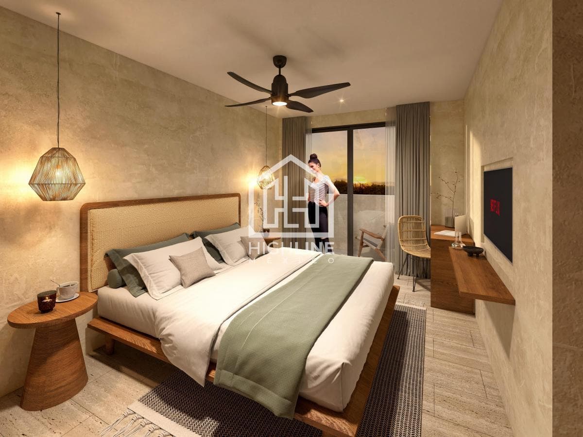 Estudio en venta frente al mar en Mahahual | Amueblado con jacuzzi, alberca y gym