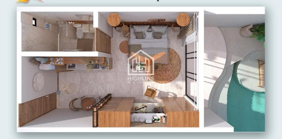 Estudio en venta con Balcony Pool en Tulum a pocos metros del mar | Alberca y Gym
