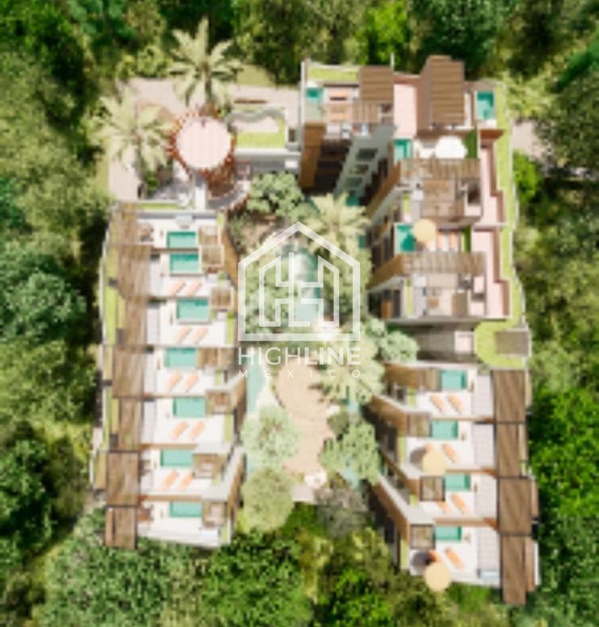 Departamento de 1 habitacion a la venta con alberca en Tulum.