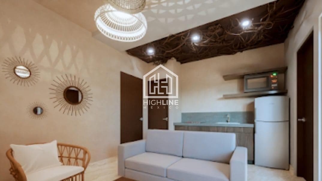 Departamento de 1 habitacion a la venta con alberca en Tulum.