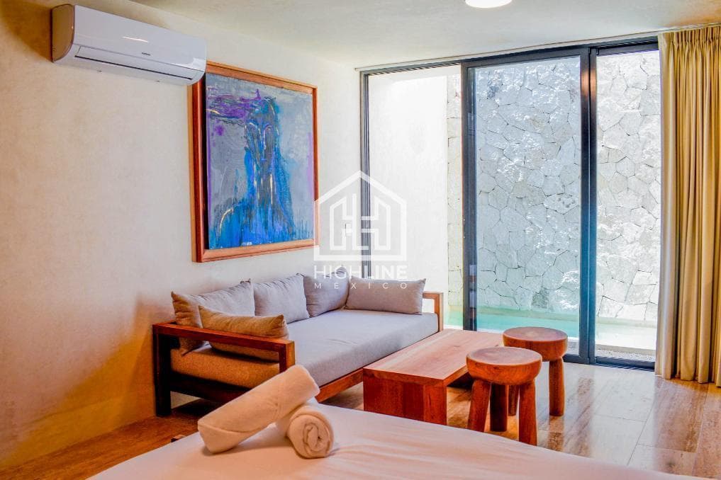 Estudio en venta en La Veleta, Tulum, a pocos metros de la playa | Alberca y restaurante