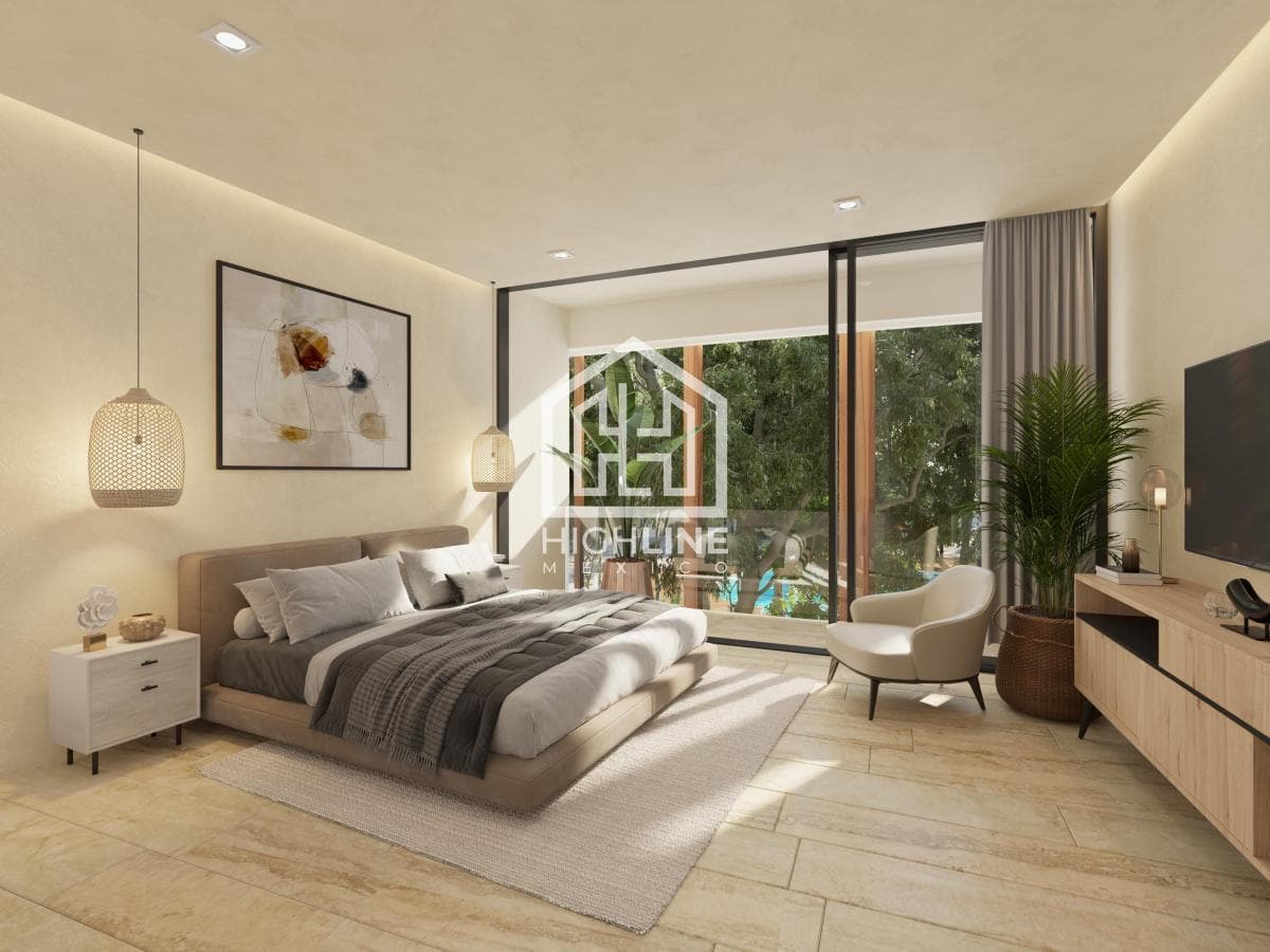 Departamento tipo loft en venta de 1 habitación en Tulum, a pocos metros de la playa | Alberca y gym