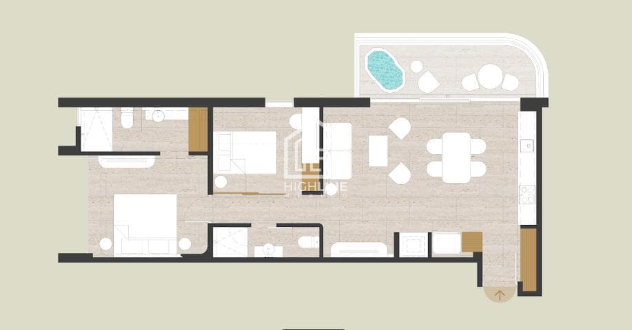 Departamento en venta de 1 habitación estudio en Puerto Morelos | Jacuzzi, frente al mar