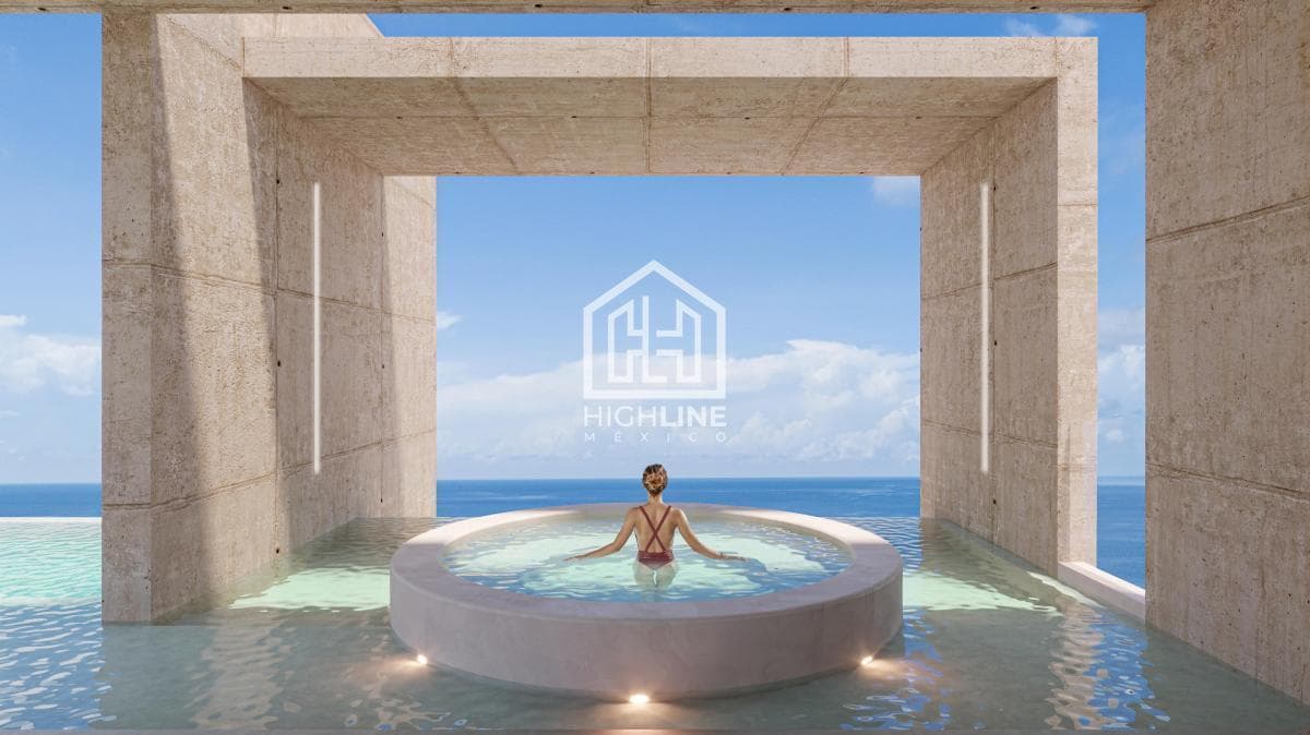 Departamento en venta de 1 habitación estudio en Puerto Morelos | Jacuzzi, frente al mar