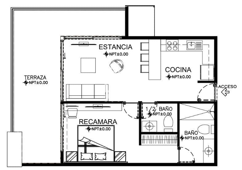 Departamento en Venta en Playacar de 1 Recamara a 5 min de la playa
