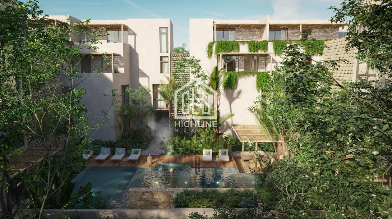 APARTMENT FOR SALE IN TULUM WITH A GYM, 10 MINUTES FROM THE