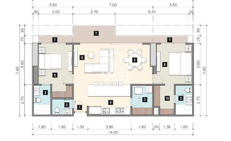 Departamento en venta de 2 habitaciones en Cancún cerca de la playa | Alberca y Gimnasio
