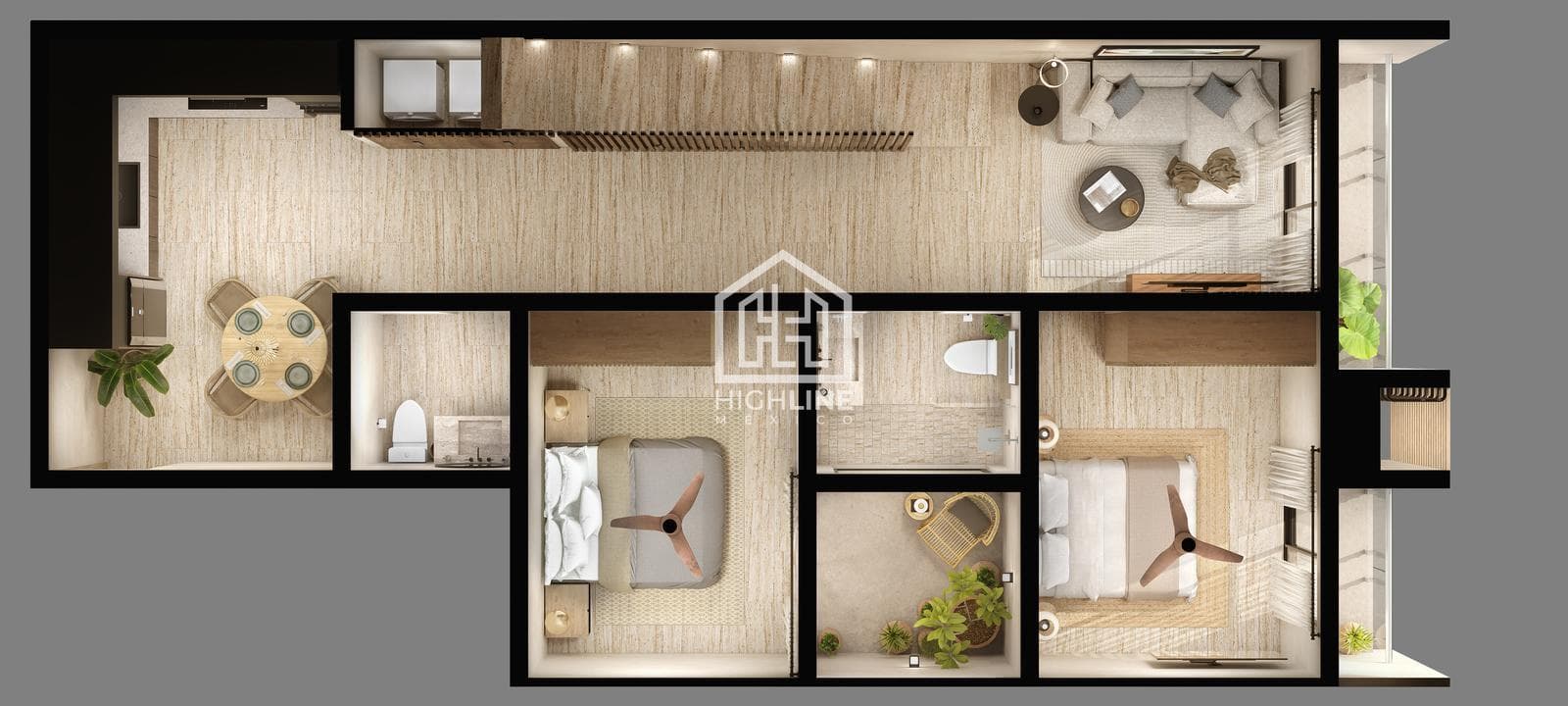 Two-bedroom apartment for SALE in Playa del Carmen, with swimming pools