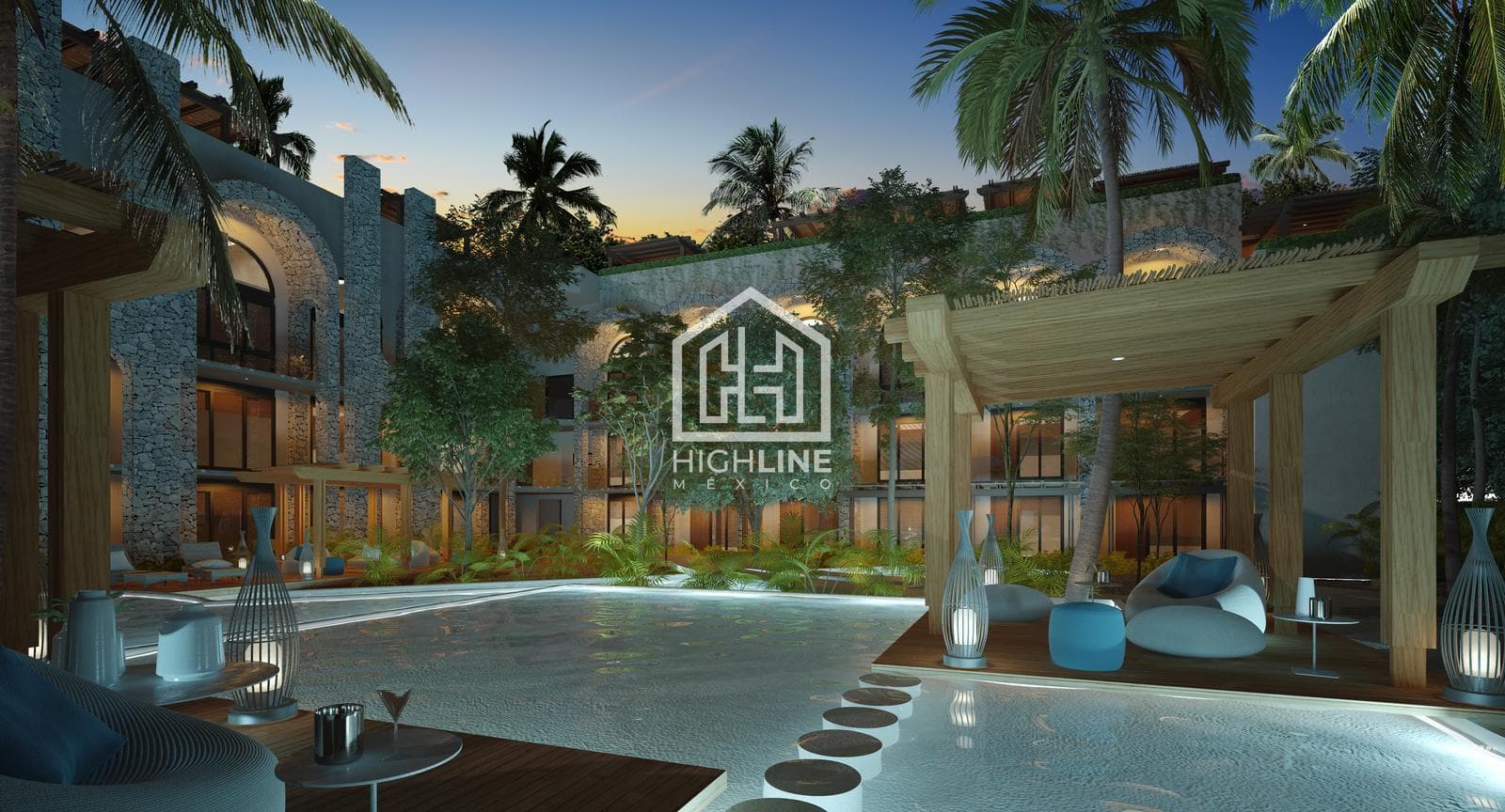 Two-bedroom apartment for SALE in Playa del Carmen, with swimming pools