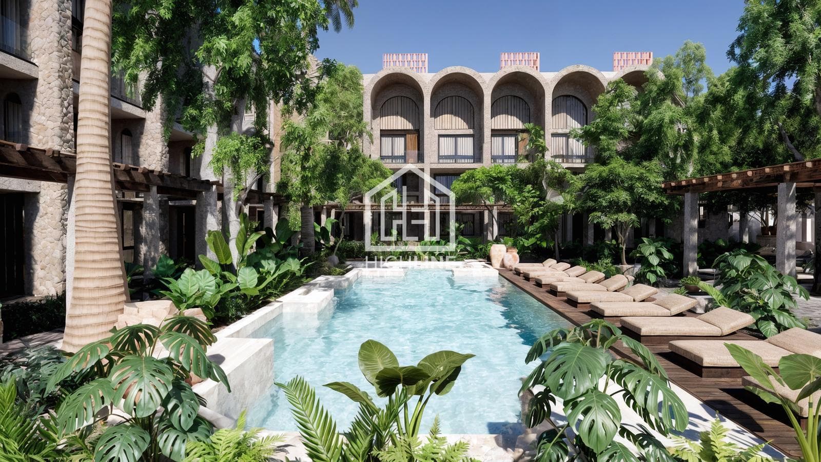 Two-bedroom apartment for SALE in Playa del Carmen, with swimming pools