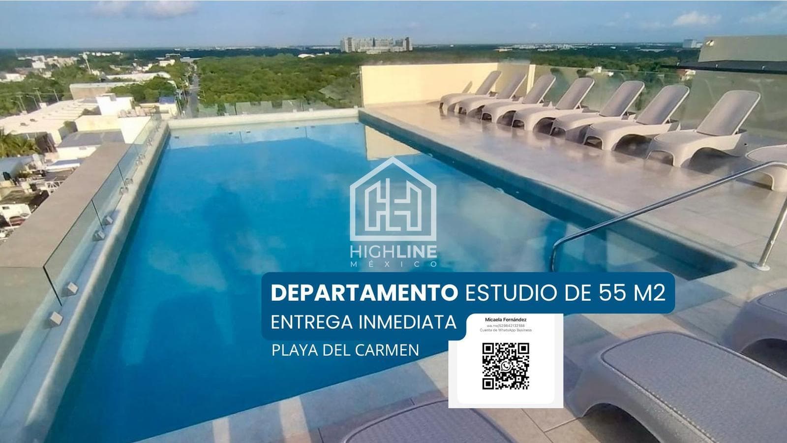 Apartment for Sale in Playa del Carmen, with a balcony, pool, and gym.