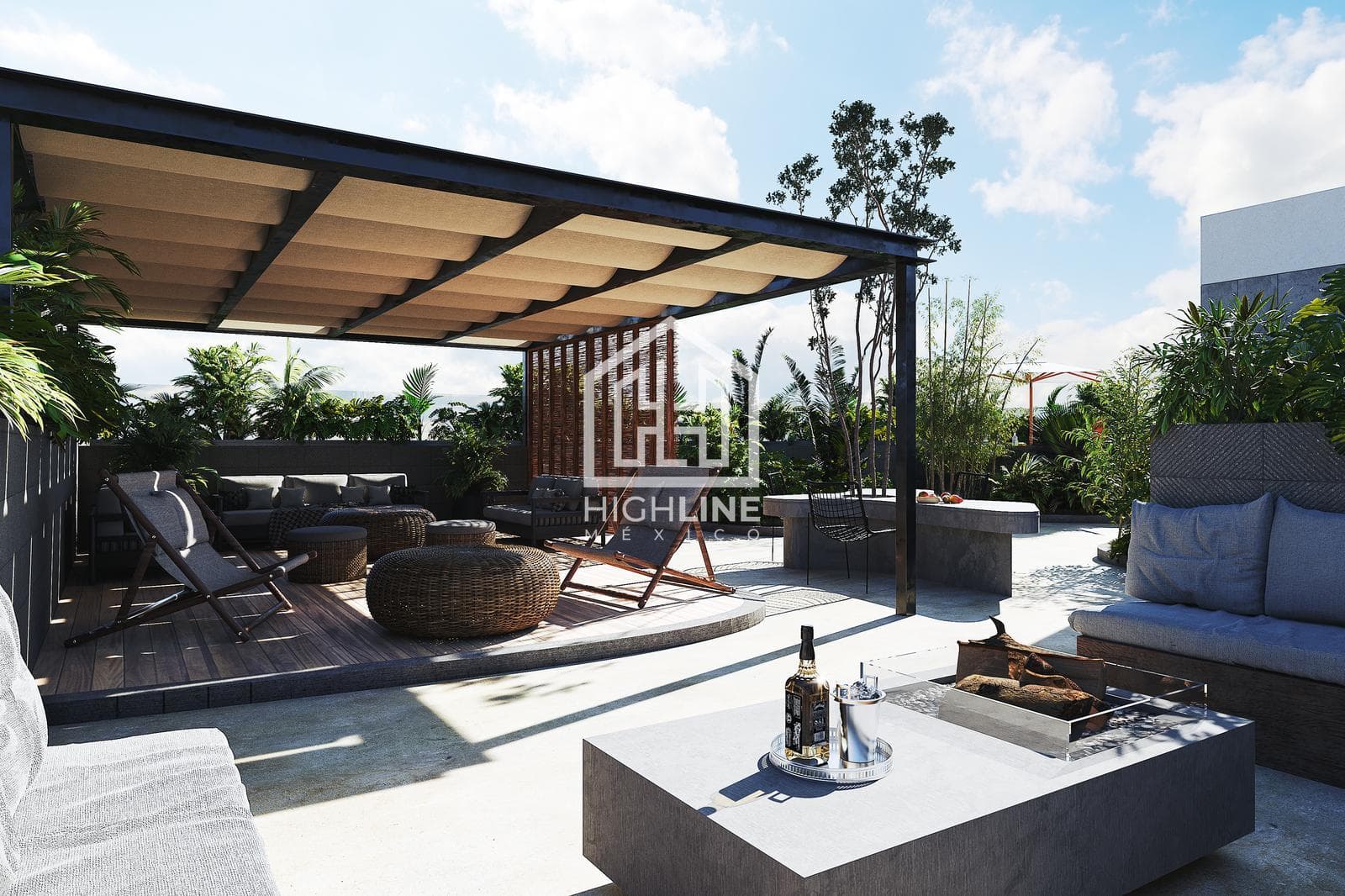 Loft-style apartment for sale in Costa Mujeres, Cancún, just a few meters from the ocean | Bar and pool