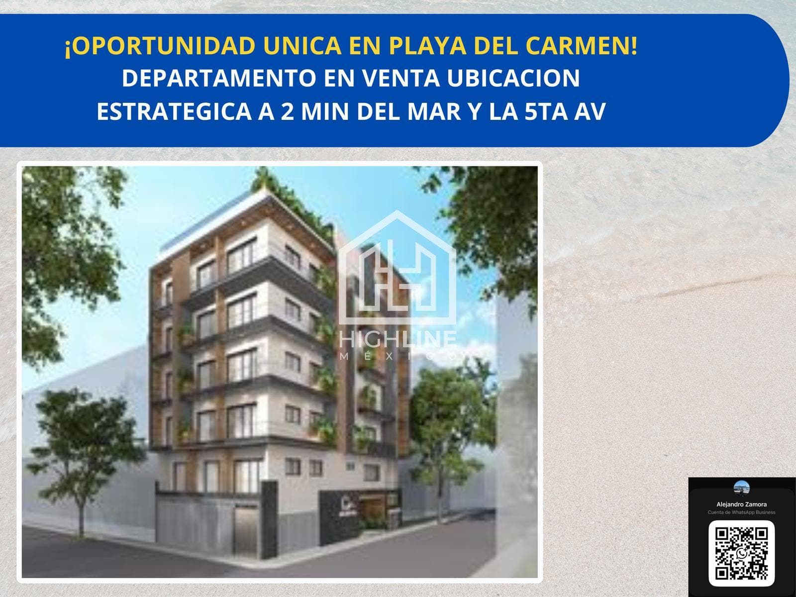 APARTMENT FOR SALE IN PLAYA DEL CARMEN, 3 MINUTES FROM THE BEACH