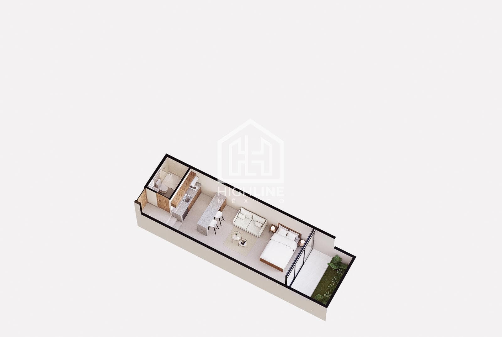 Departamento en VENTA en Playa del Carmen 36m2 a 7min de la playa (BU2)