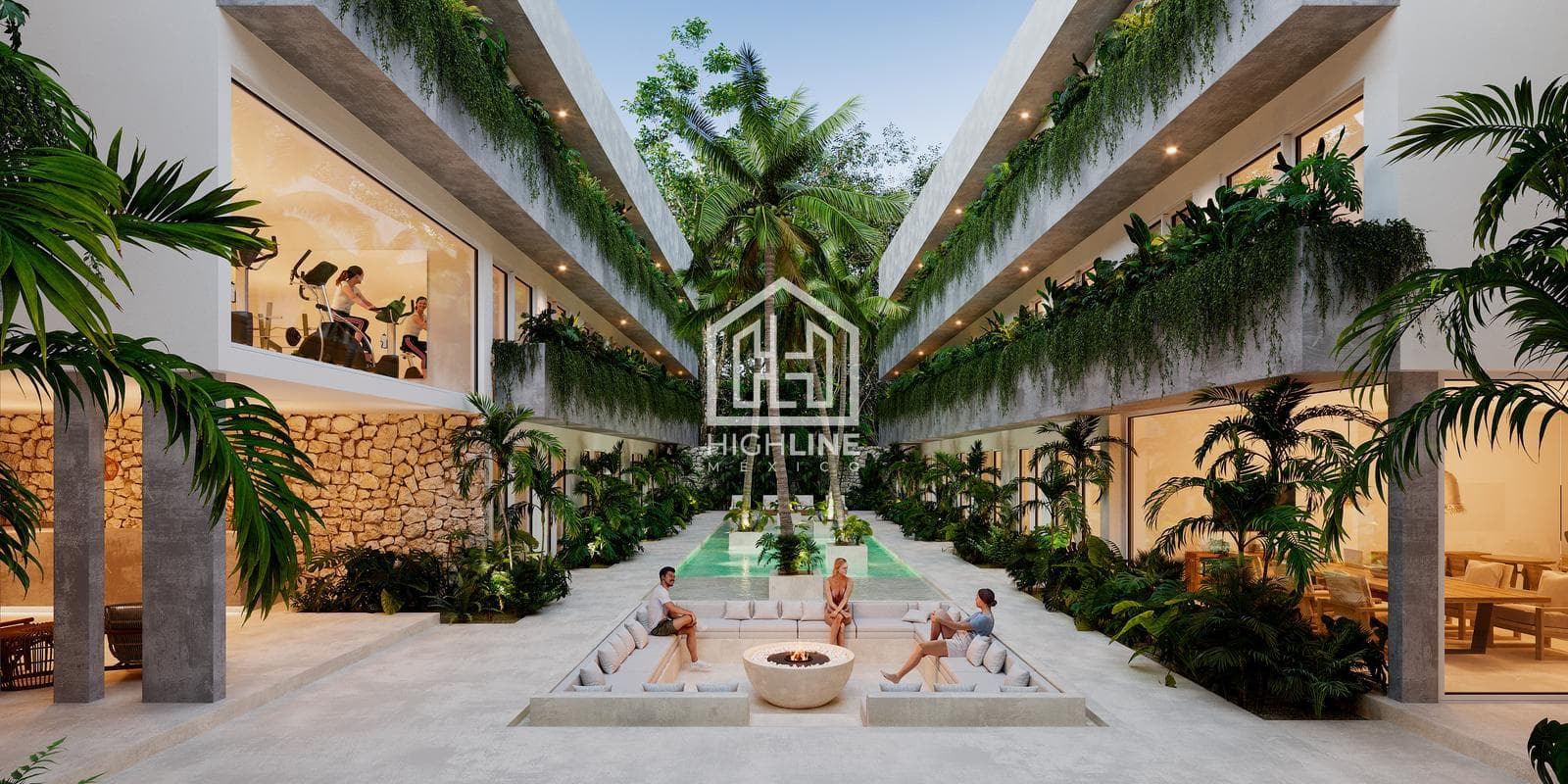 Apartment for sale in Tulum: 2 bedrooms, lock-off layout, with a gym and a pool.