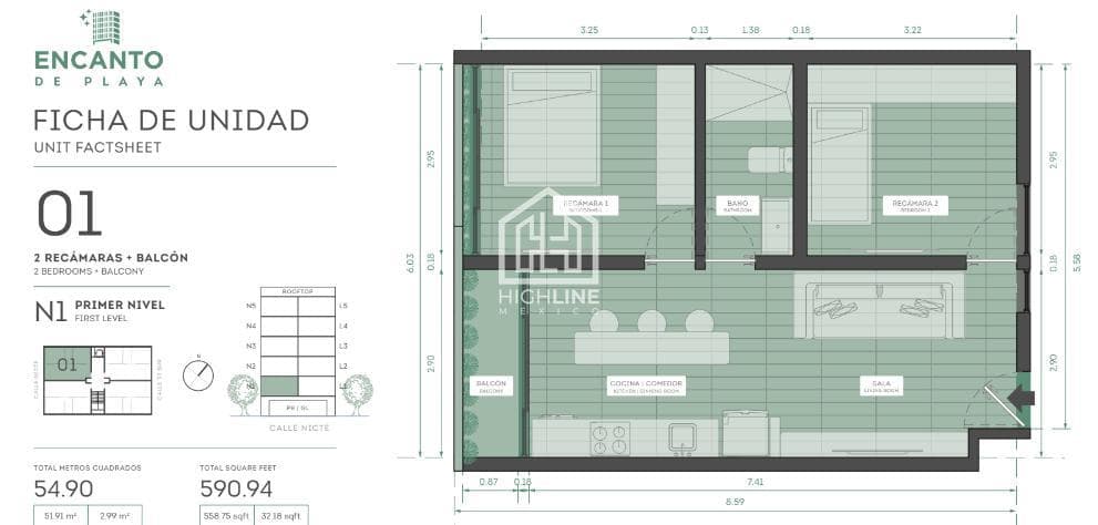 Departamento en venta de 2 habitaciones en Playa del Carmen cerca de la playa | Elevador y Alberca