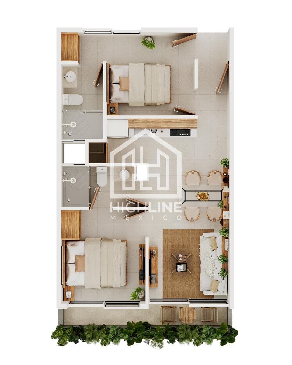 VENTA DE DEPARTAMENTO EN TULUM DE 2 HABITACIONES CON ALBERCA