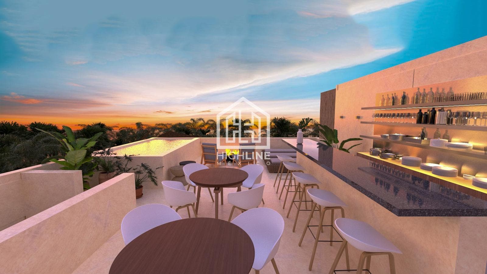 STUDIO FOR SALE IN TULUM WITH A ROOFTOP BAR AND SWIM-UP POOL