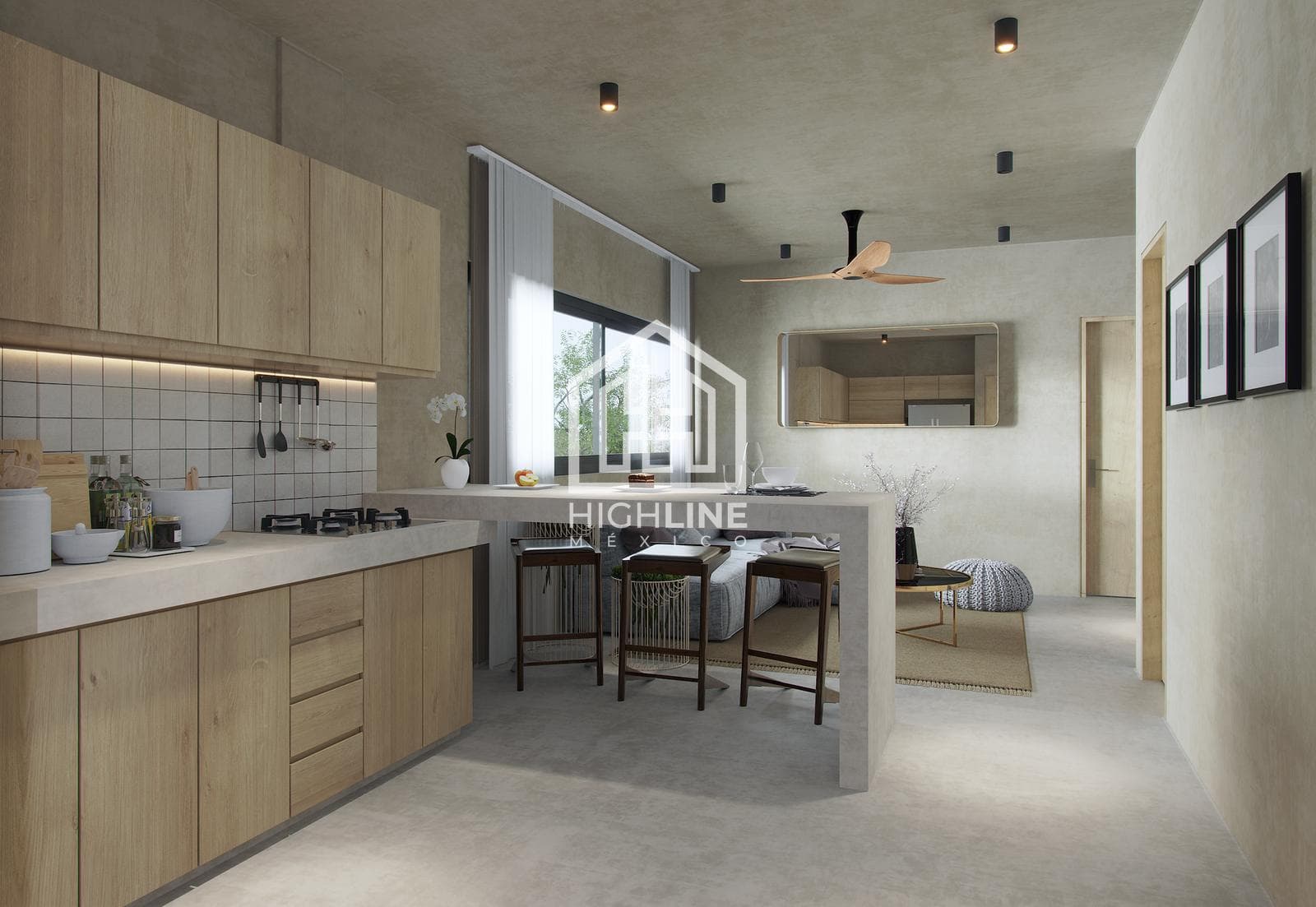 APARTMENT WITH BALCONY FOR SALE. SOUTH CANCÚN. POOL, ROOFTOP, GYM.