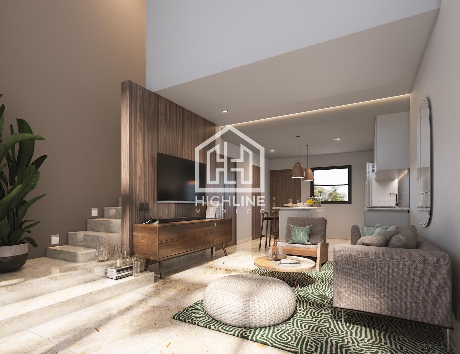 Loft for sale in Playa del Carmen with pool, gym, and coworking space