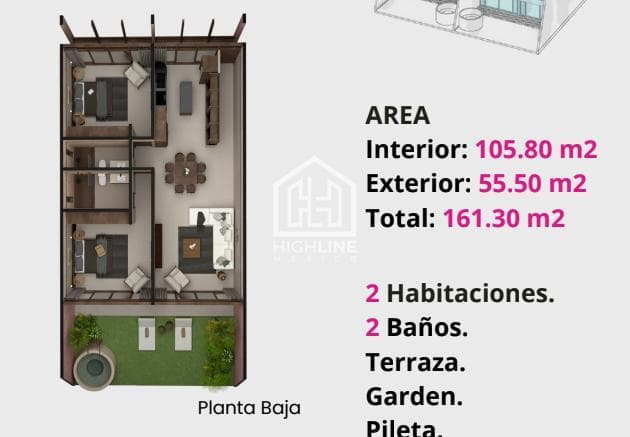Apartment for sale in Cozumel, 2 bedrooms, private rooftop, and pool