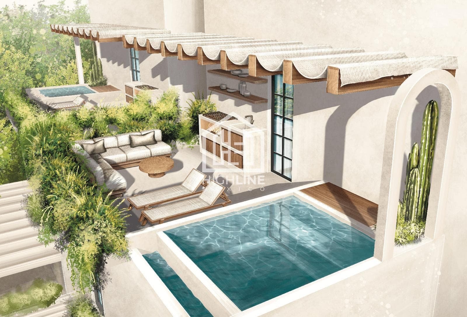 Apartment for sale in Tulum: 1 bedroom, private pool, coworking space, jacuzzi